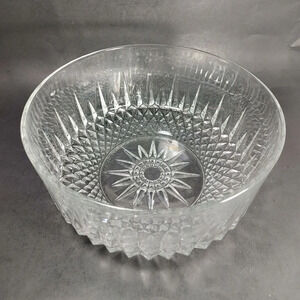 Vintage Arcoroc France Starburst Clear Glass 9” Serving Fruit Bowl